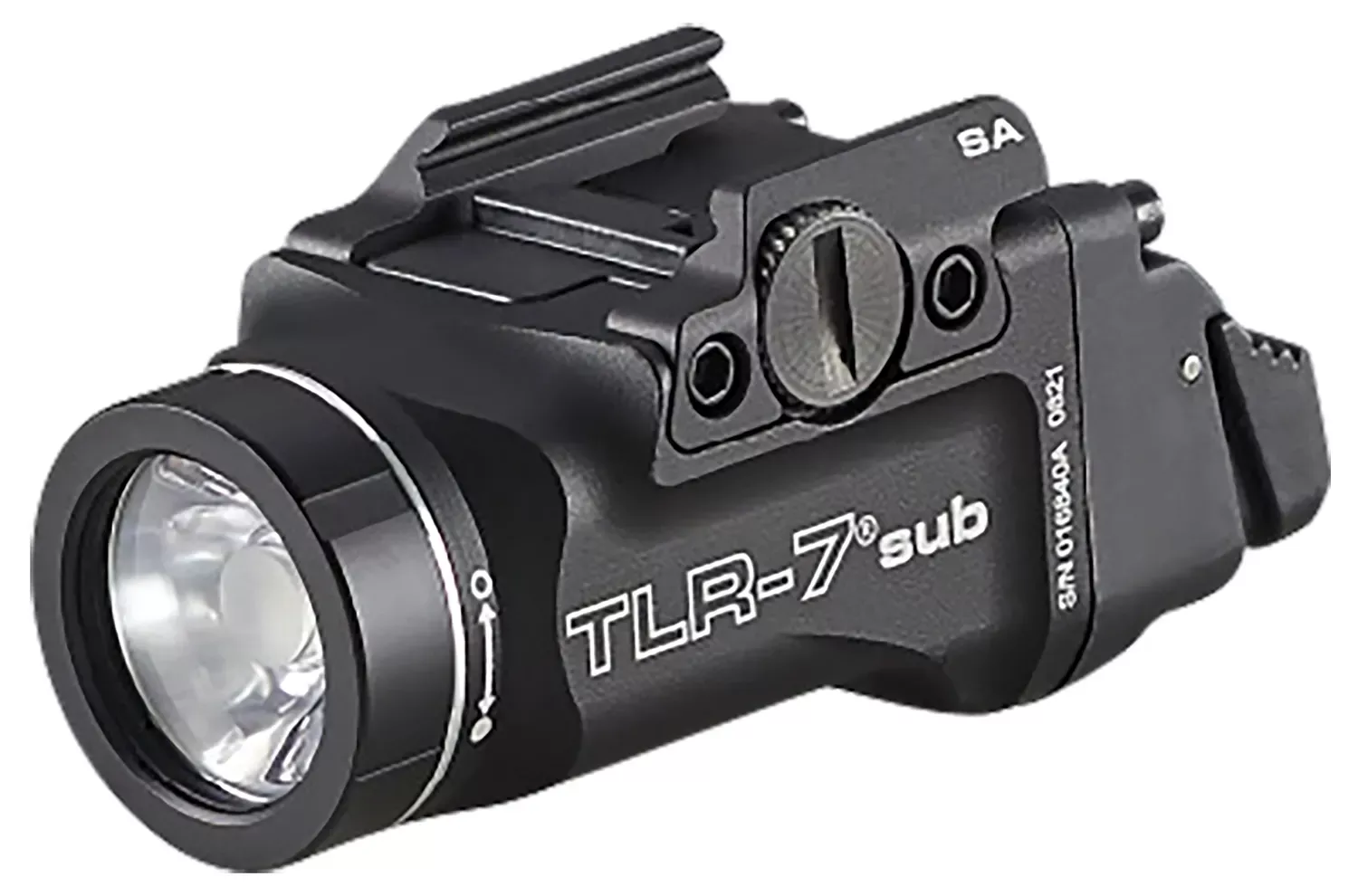 Streamlight TLR-7 SUB Ultra-Compact For Handgun Springfield Hellcat 500 Lumens Output White LED Light 140 Meters Beam Clamp Mount Black Anodized Aluminum