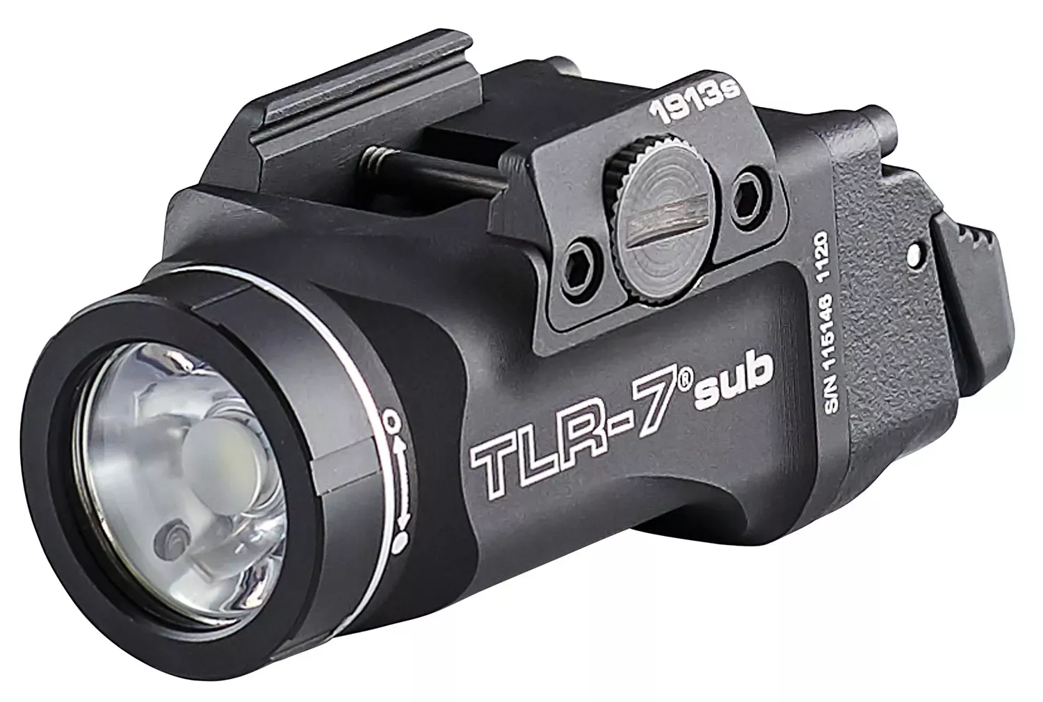 Streamlight TLR-7 Weapon Light 1913 Short Railed 500 Lumens Output White LED Light 141 Meters Beam Rail Grip Clamp Mount Black Anodized Aluminum
