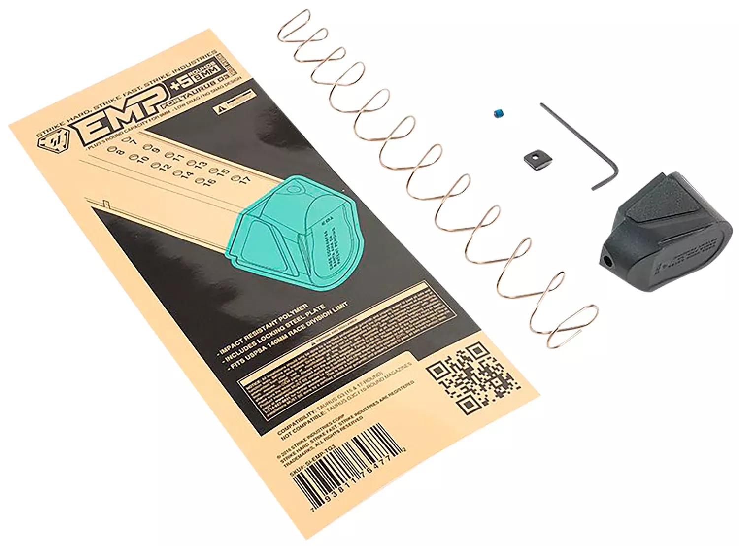 Strike Industries Enhanced Magazine Plate Extended +5rd 9mm Luger Black Polymer for Taurus G3