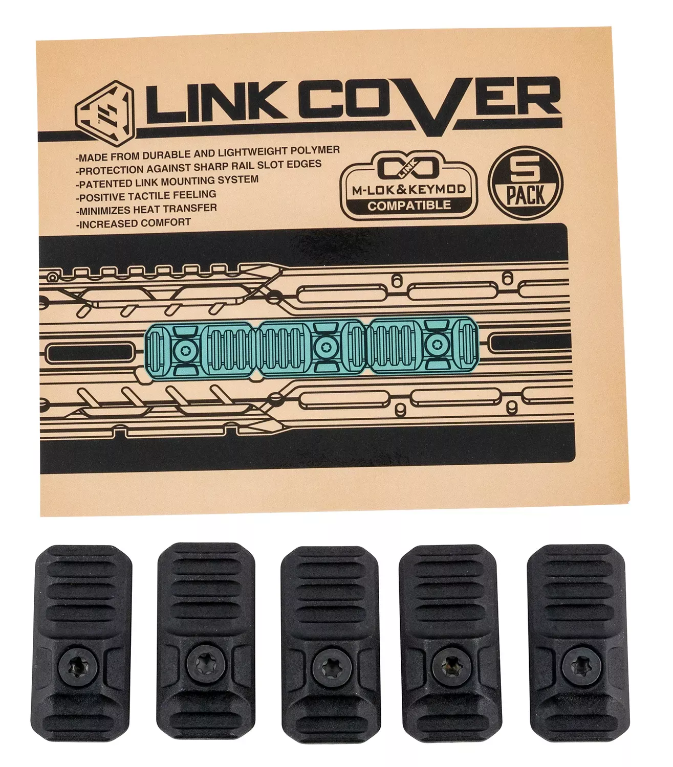 Strike Industries LinkM-LOK/Keymod Compatible 39.90mm 20.00mm Mount Height Polymer 5 Pack