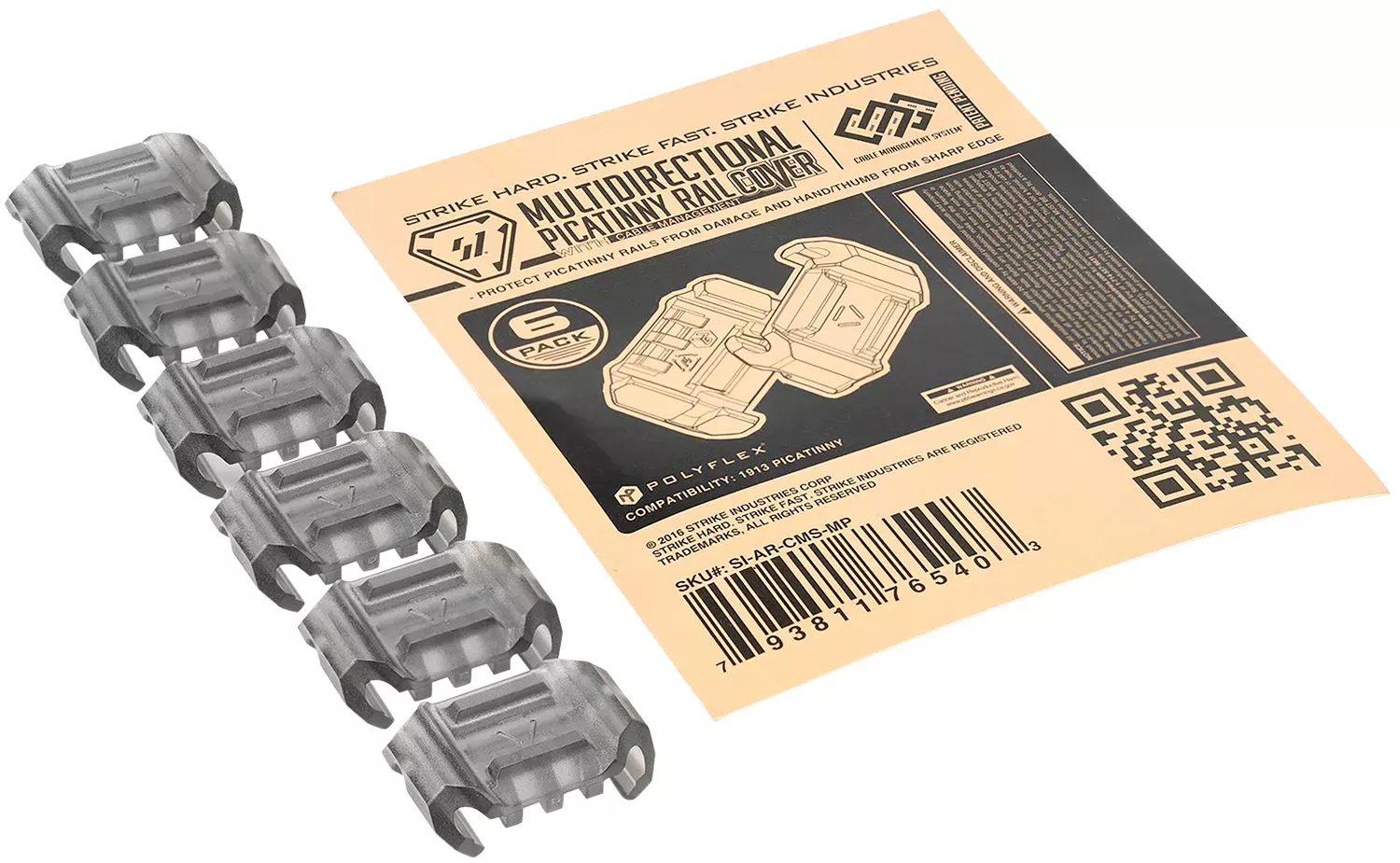 Strike Industries Multidirectional Picatinny Rail CoverClear Smoke PolyFlex with Cable Management Slots for Picatinny Rails