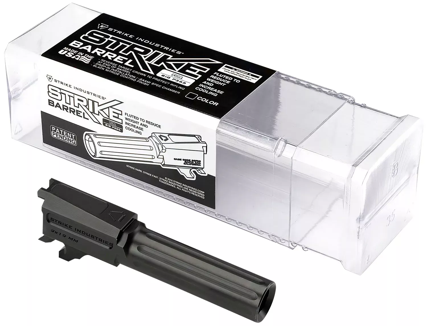 Strike Industries Replacement Barrel9mm Luger 3.10" Fluted Black Nitride for Sig P365