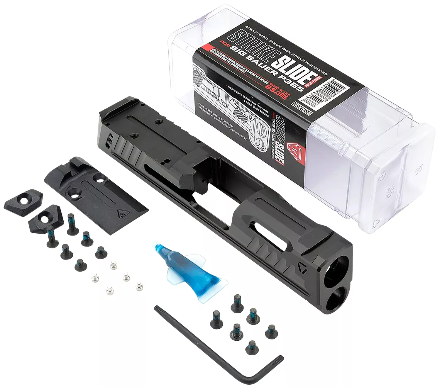 Strike Industries Strike Replacement Slide with Ports & Optics Cut for Sig P365 Includes Charging Handle