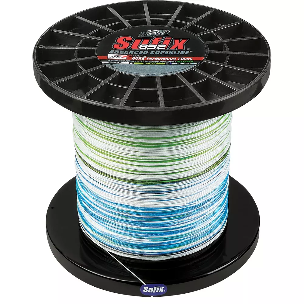 Sufix 832 Advanced Superline Bulk Metered 3000yds, 130lb, White – Neon Lime – Blue [660-4130GHLCC]