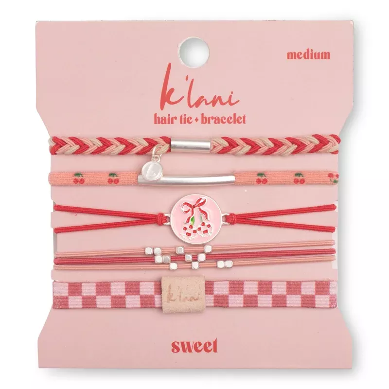 Sweet Pink Cherry Hair Tie Bracelets