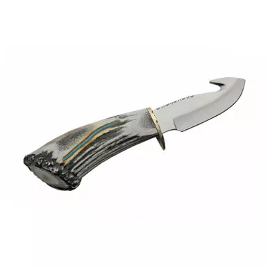 SZCO BBL2 9" Fixed Blade Guthook Elk Antler RU-EKBBL2