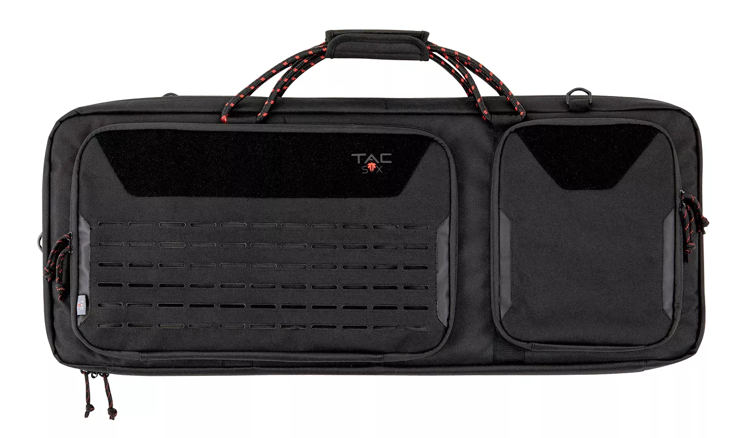 Tac Six Squad Tactical Case made of Black 600D Polyester with Lockable Zippers, MOLLE Panel System, Storage Pockets & Carry Handle 32 L x 4.50" H x 13" D Interior Dimensions"