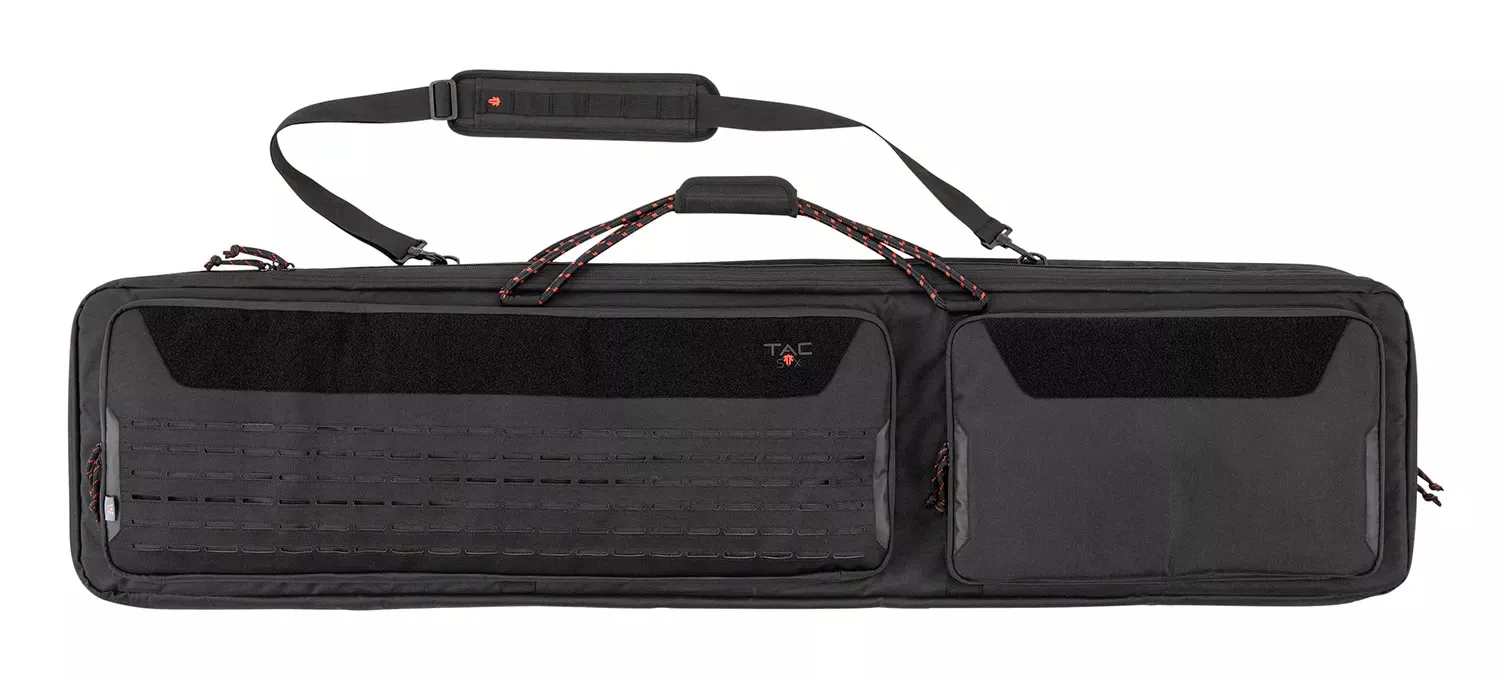 Tac Six Unit Tactical Rifle Case 55 Black Holds 2 Rifles with Large Exterior Pockets & Padded Shoulder Strap"