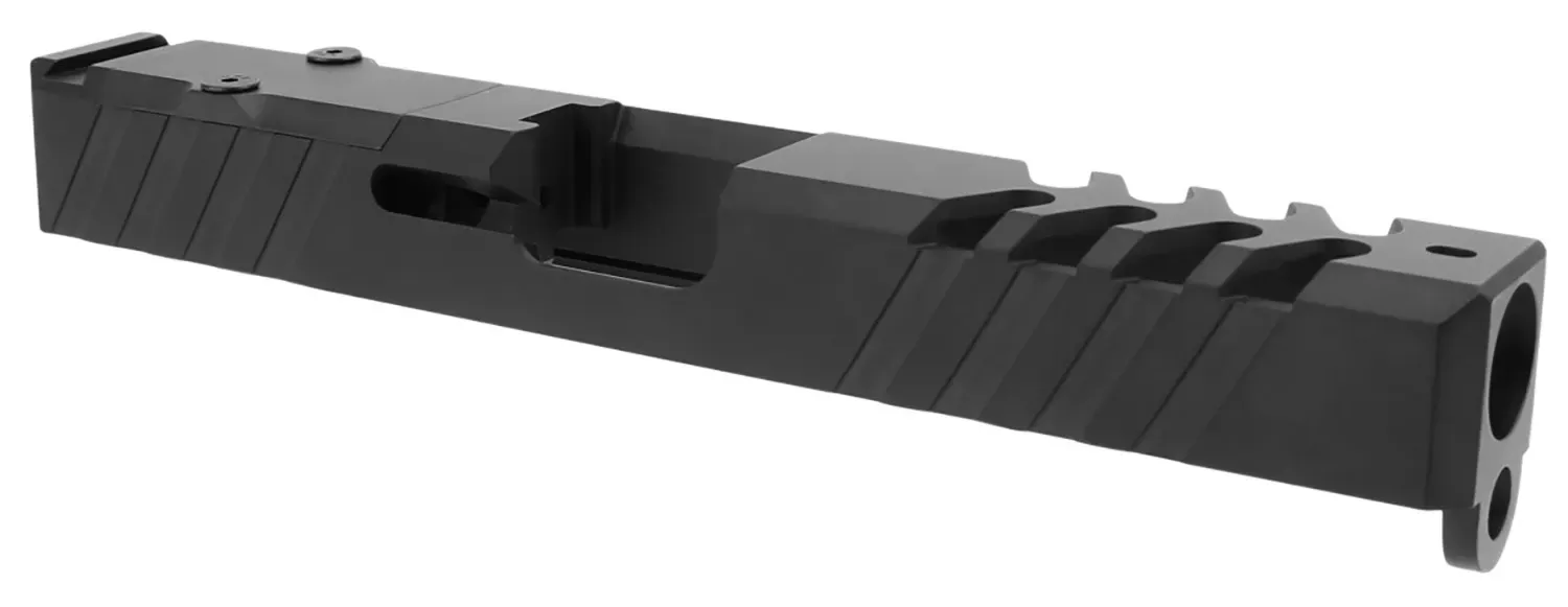 TacFireReplacement Slide9mm Luger Graphite Black Cerakote Stainless Steel with Optics Cut & Slide Ports for Glock 17 Gen3