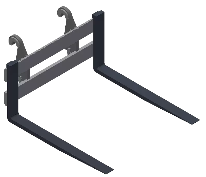 TAG ITA Pallet Forks | Tine Lengths 48″–72″ | Fork Height 26″–34″ | Machine Size 6-40 Tons | For Wheel Loaders & Backhoes