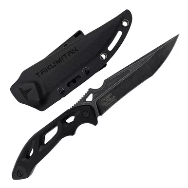 TAKUMITAK Unhinged D2 Drop Point Recurve Blade G10 Handle Fixed Knife with Kydex Sheath (TKF209S)