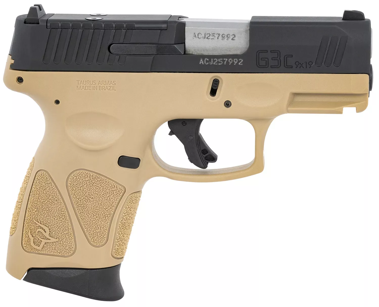 Taurus 9mm Luger Caliber with 3.26″ Barrel, 12+1 Capacity, Brown Polymer with Picatinny Rail Frame