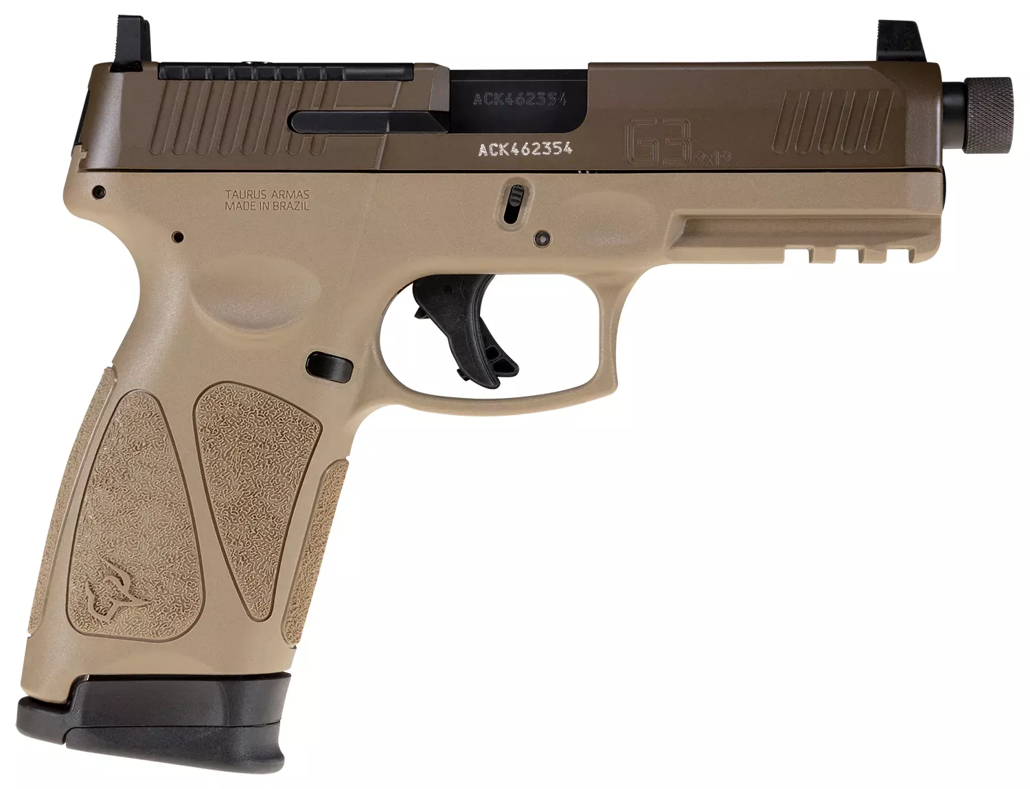 Taurus G3 9mm Luger Pistol 17+1 4.50″ Threaded Barrel FDE Polymer Frame With Picatinny Acc. Rail 1G3P941TAC