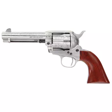 Taylors & Company 550926 1873 Cattleman 45 Colt (LC) Caliber with 4.75" Barrel, 6rd Capacity Cylinder, Overall White Floral Engraved Finish Steel & Walnut Grip