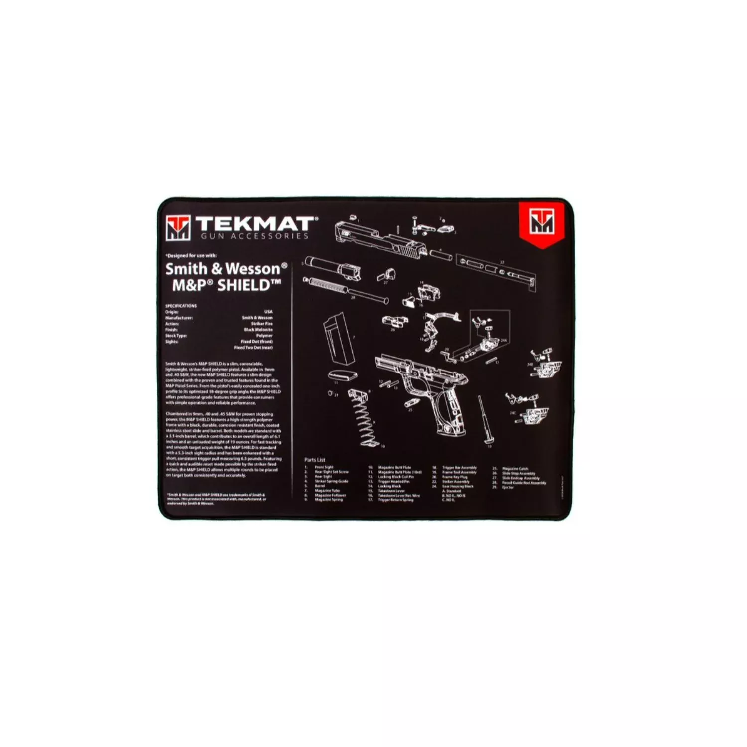 TekMat Ultra 20 Smith and Wesson MP Shield Gun Cleaning Mat