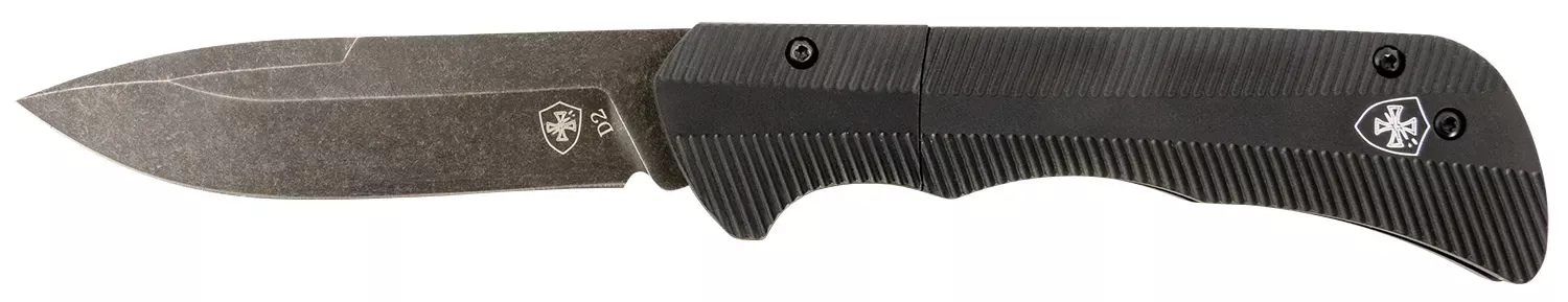 Templar Knife Auto Assist 3.25″ Folding Tanto Part Serrated Black Oxide Stonewashed Powder Coated D2 Steel Blade