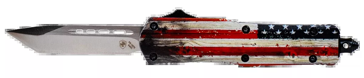Templar Knife Small Otf Wood – Us Flag 3″ Silver Tanto