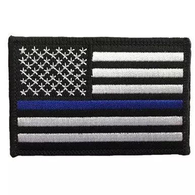 Thin Blue Line American Flag Patch, 3" x 2"