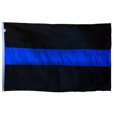 Thin Blue Line DB-BLACK-3X5 DuraSleek™ Flag, Sewn & Embroidered, 3' x 5'