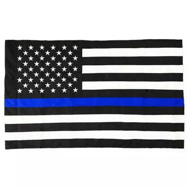 Thin Blue Line DuraSleek™ American Flag, Sewn & Embroidered, Pole Sleeve, 3' x 5'