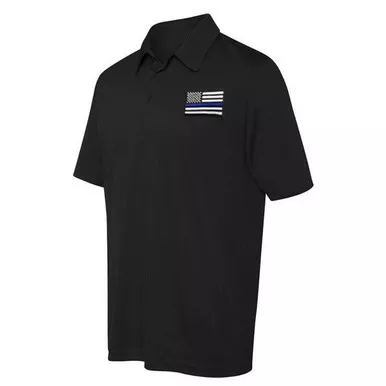 Thin Blue Line Embroidered American Flag Sport Polo