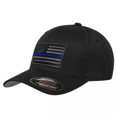 Thin Blue Line FlexFit Subdued Flag Hat, Black