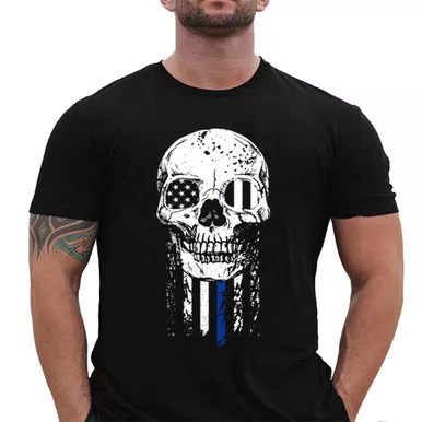 Thin Blue Line Halloween Short Sleeve T-Shirt