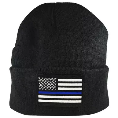 Thin Blue Line KBTBLA-AS-TLT Flag Embroidered Beanie, Black