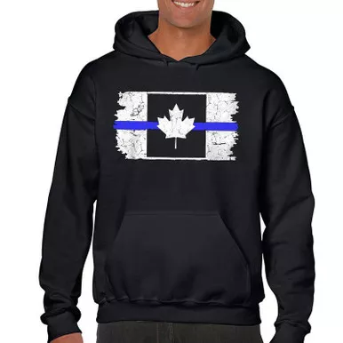 Thin Blue Line Men's Canada Hoodie, Black