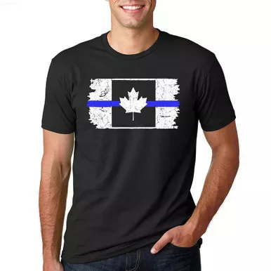 Thin Blue Line Men's Canada Short Sleeve T-Shirt, Black