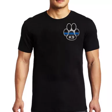 Thin Blue Line Men's Paw Short Sleeve T-Shirt, Black