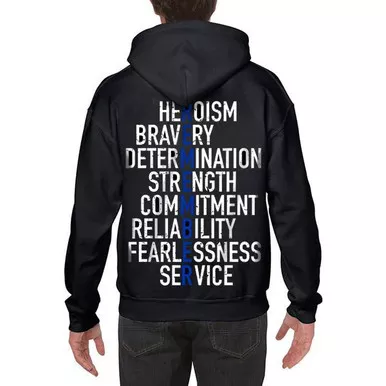 Thin Blue Line Men's Remember Hoodie, Black
