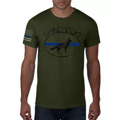 Thin Blue Line Men's Sheepdog Short Sleeve T-Shirt, Green