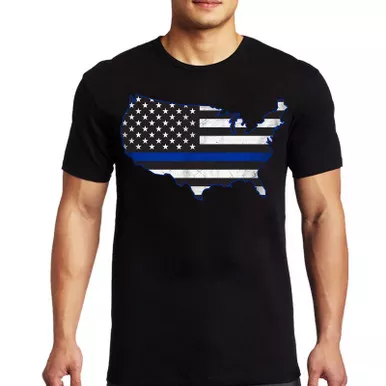 Thin Blue Line Men's USA Short Sleeve T-Shirt, Black