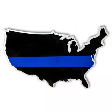 Thin Blue Line S-USA USA Outline Sticker, 3" x 5"