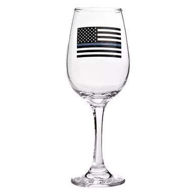 Thin Blue Line WINE-TBL-12OZ American Flag Wine Glass, 12oz