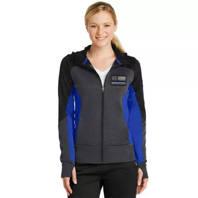 Thin Blue Line Women's Tech Fleece Colorblock Full-Zip Hooded Jacket