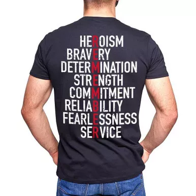 Thin Red Line Men's Remember Short Sleeve T-Shirt, Black
