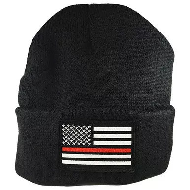 Thin Red Line TRL-AM-BN Embroidered Flag Beanie, Black