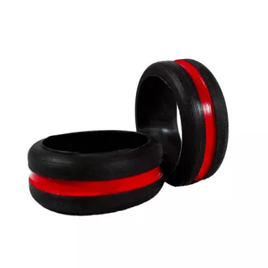 Thin Red Line Women's Black Silicone Ring