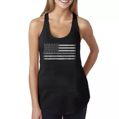 Thin Silver Line Women's Classic Flag Tank Top, Black