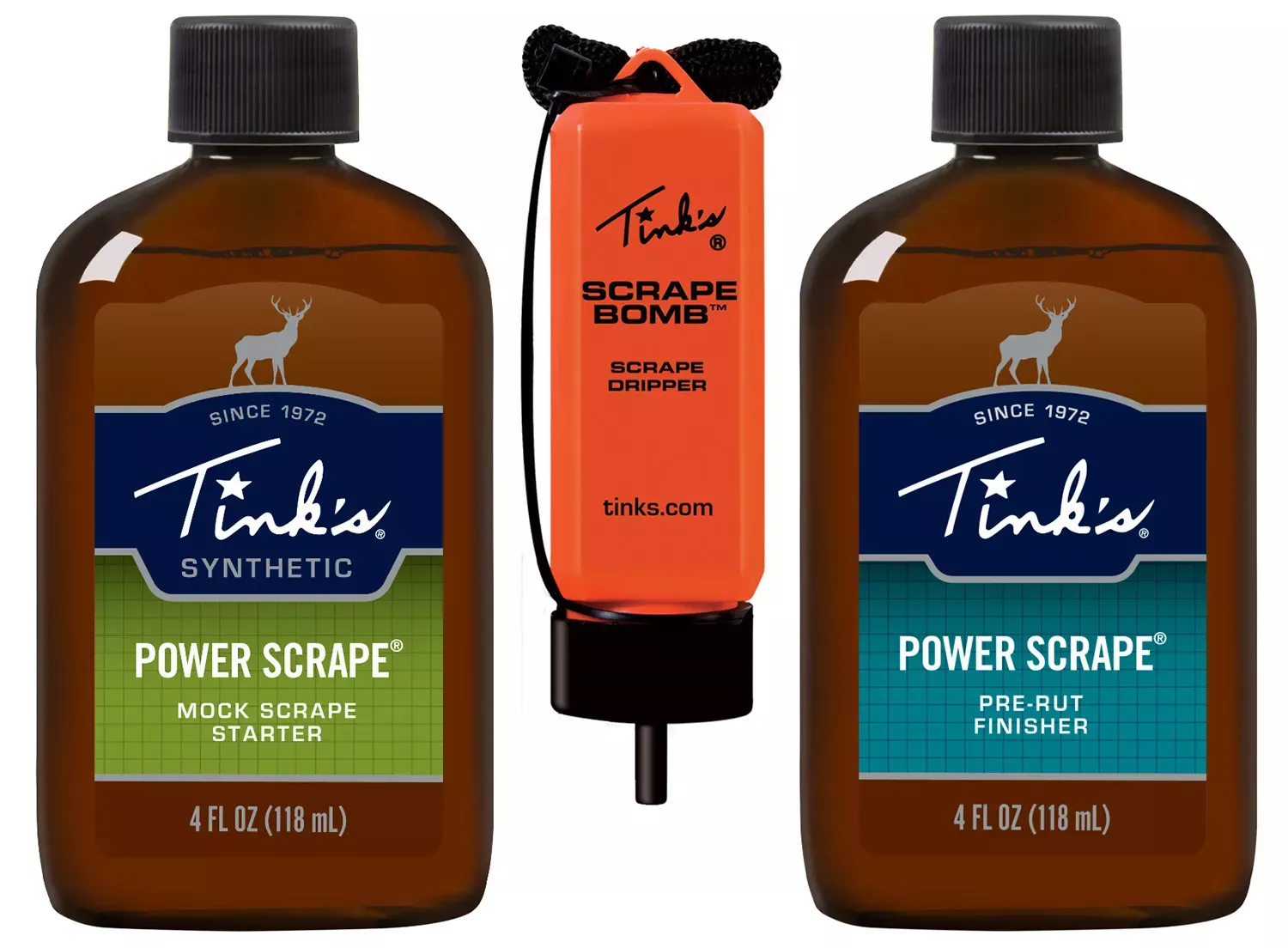 Tinks Power Scrape All-Season Kit Scent & Pre-Rut Finisher Scent (4 oz Bottles)