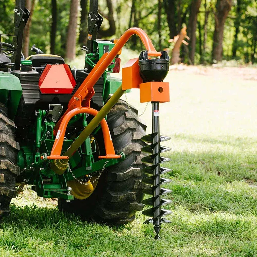 Titan Attachments 3 Point Hitch Post Hole Digger | Standard Series | 6″–12″ Auger Options | 24″ Dig Depth | 33″ Pin-to-Pin Width | 30–60 HP | For Tractors