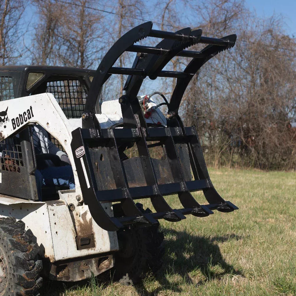 Titan Attachments Economy Root Grapple Rake | Width 48″ inches | Hydraulic Flow 11-16 GPM | For Skid Steers