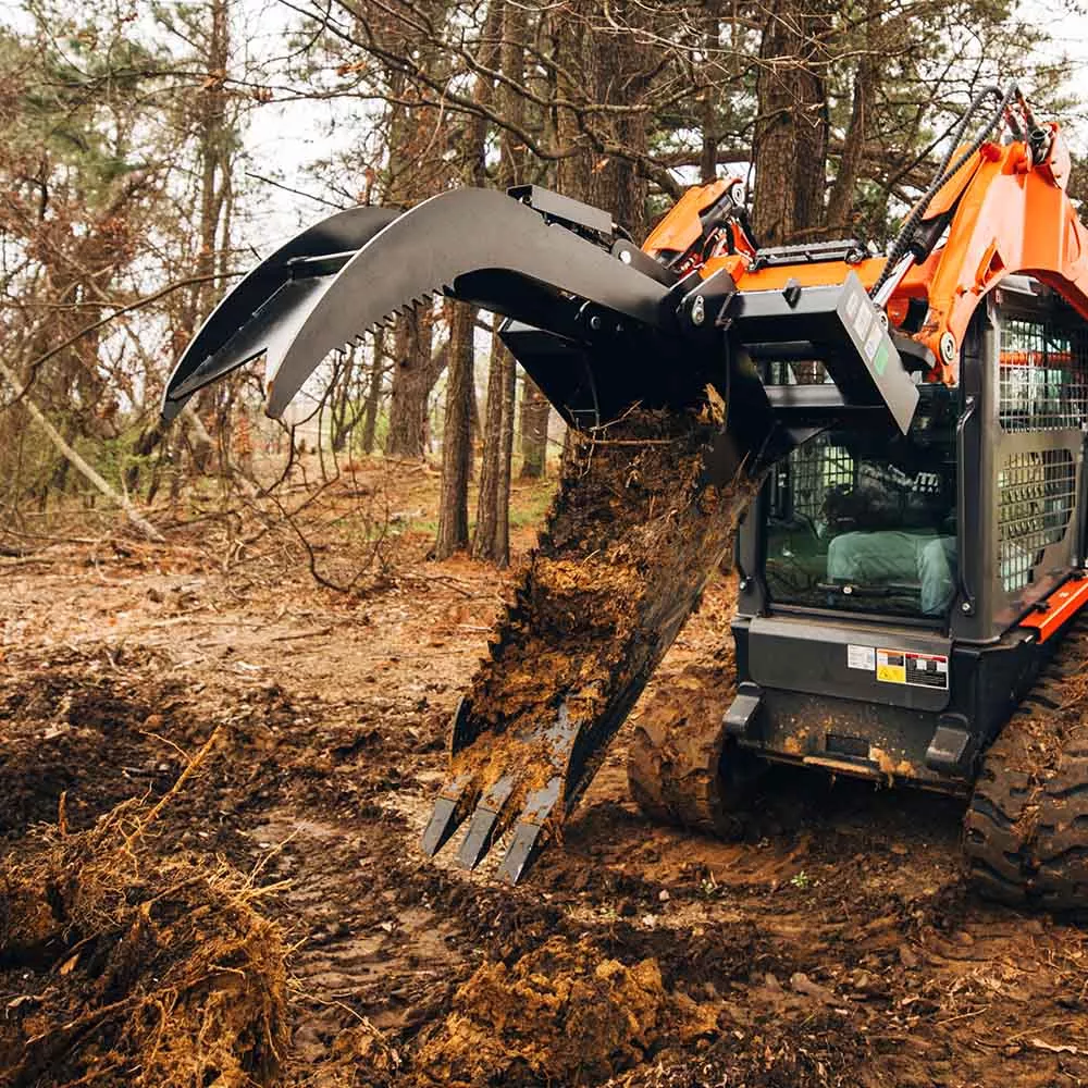 Titan Attachments Extreme Duty Stump Bucket Grapple | Overall Width 46″ Inches | Hydraulic Flow 11-20 GPM | For Skid Steer