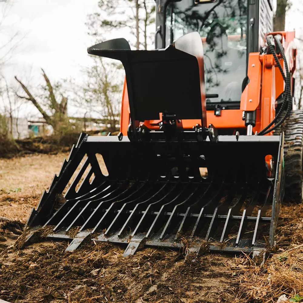 Titan Attachments Fine Grade Skeleton Rock Grapple Rake | Width 60″-82″ inches | Horsepower 50-75 HP | For Tractor