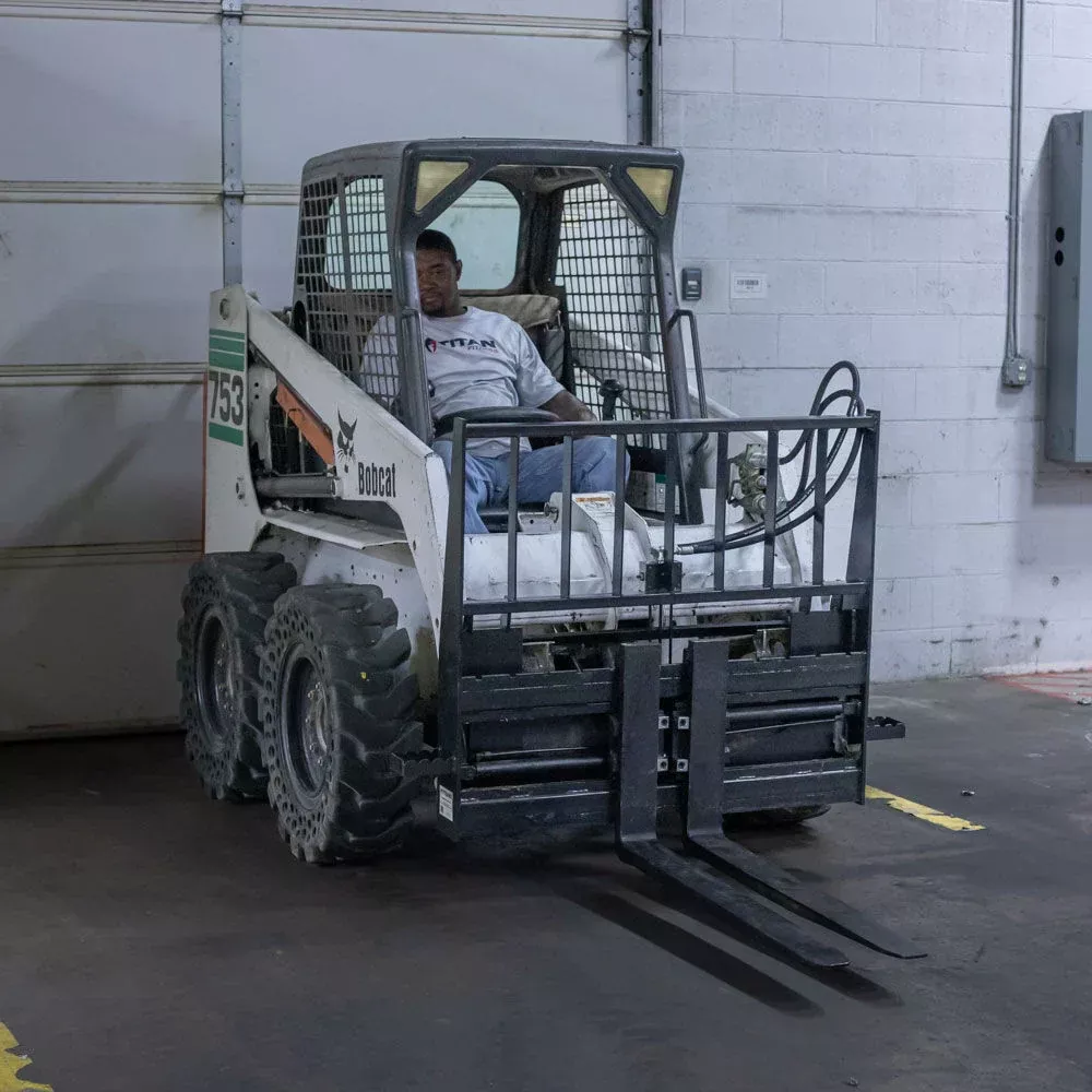 Titan Attachments Hydraulic Pallet Fork | 36″–60″ Blades | 8″–40″ Spread | 4,000 lb Capacity | SSQA Compatible | 10–25 GPM | For Skid Steers