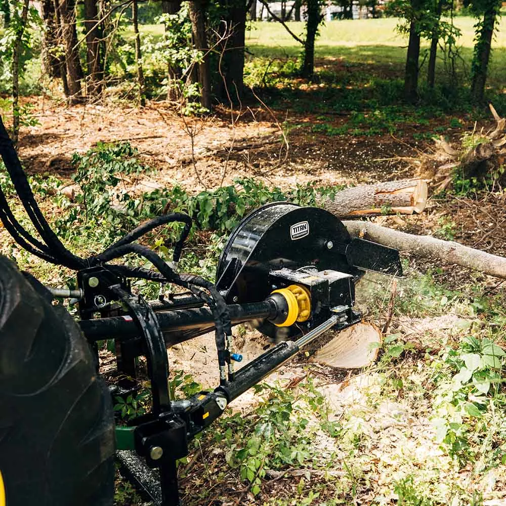 Titan Attachments Pro Series PTO Stump Grinder | 24″ Cutting Wheel | 12″ Depth | 42″ Width | Horsepower 20–60 HP | For Tractors