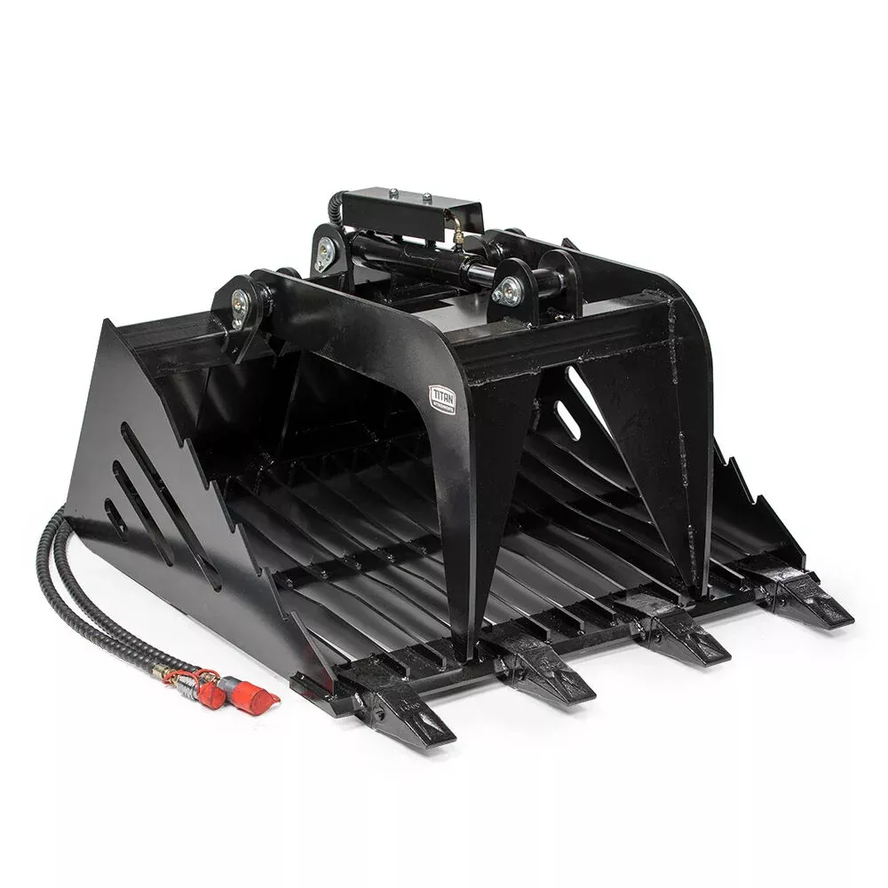 Titan Attachments Skeleton Rock Grapple Rake | Overall Width 40.5" inches | Hydraulic Flow 11-20 GPM | For Mini Skid Steer