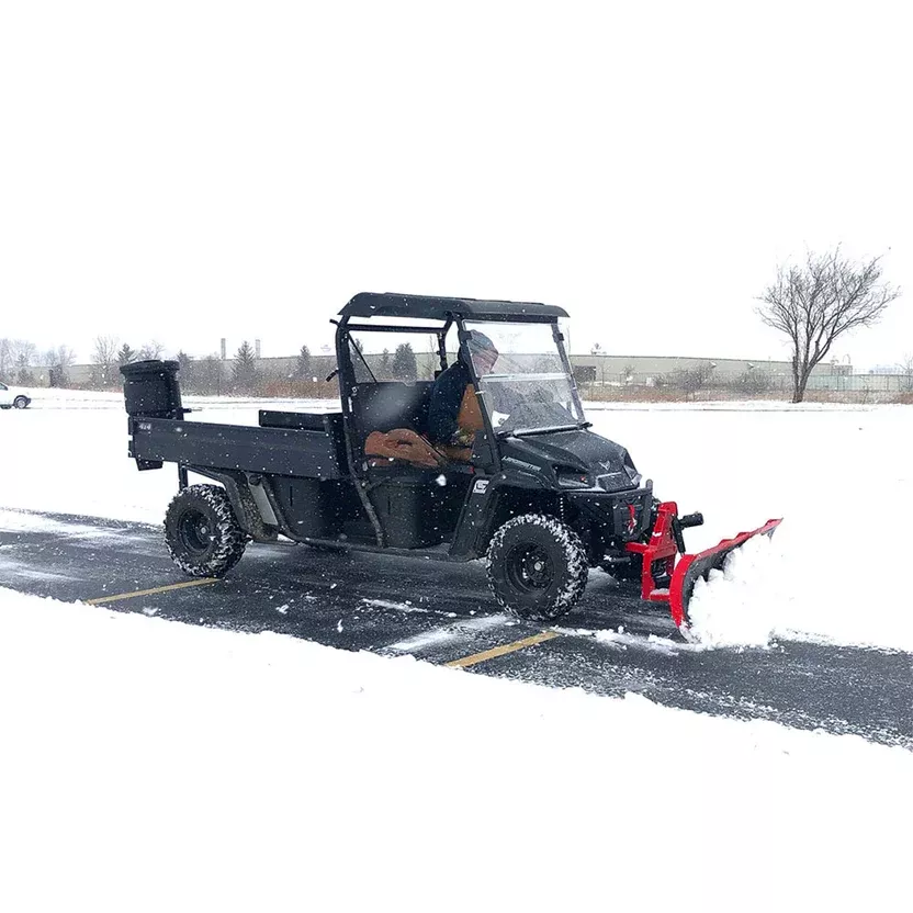 Titan Attachments Snow Plow | 60″ Blade Width | Dual Electronic Actuators | 12V Powered | 117 lb | 15–25 HP | For ATV/UTV